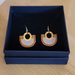 Laurel Burch Gold and Silver Geometric Earrings